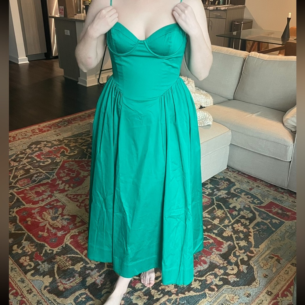 ASTR emerald green drop-waist dress